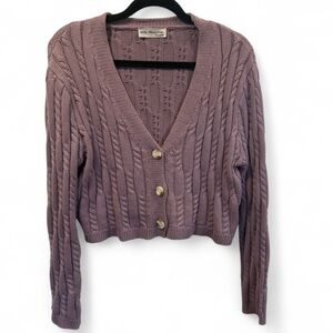 Little Mountain Lavender Cable Knit Cardigan